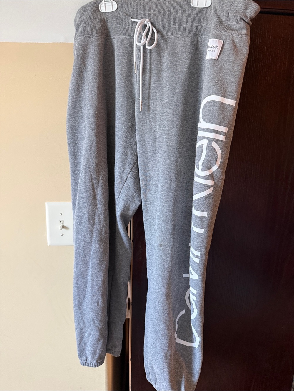 Calvin Klein Light Gray Logo Side-Print Joggers